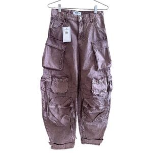 The Attico Metallic Mauve Wide-Leg Cargo Pants